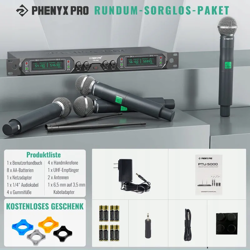 PHENYX PRO 4-Kanaals Draadloos Karaoke Microfoon DJ Kerk — foto 6