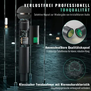 PHENYX PRO 4-Kanaals Draadloos Karaoke Microfoon DJ Kerk — miniatuur 4