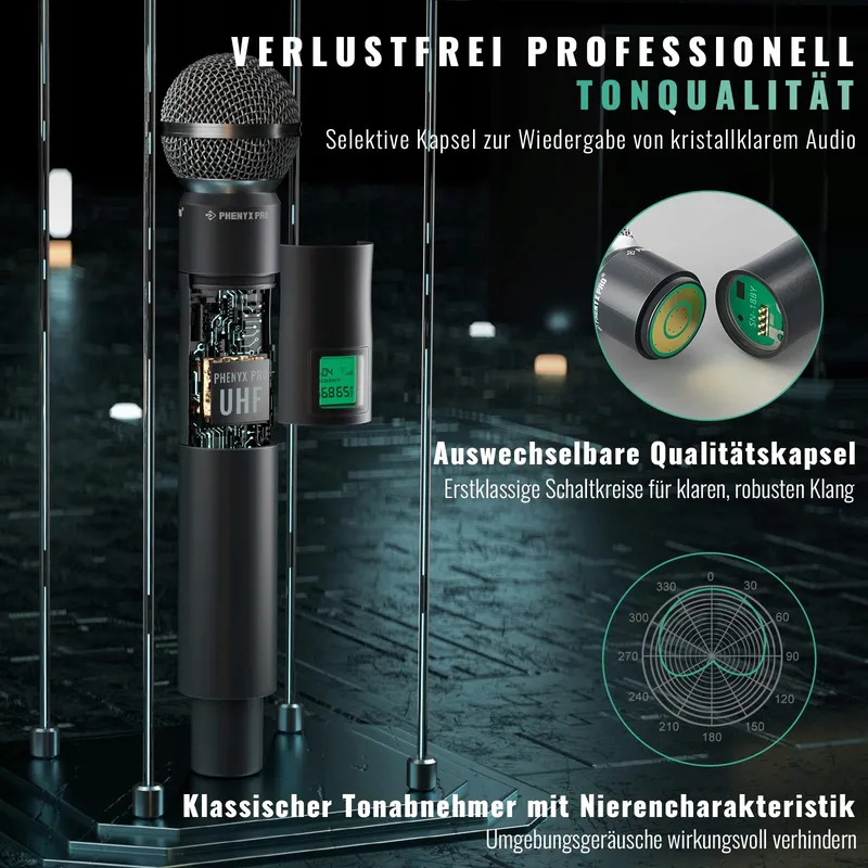 PHENYX PRO 4-Kanaals Draadloos Karaoke Microfoon DJ Kerk — foto 4