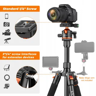 VICTIV Camerastatief 200cm Aluminium Reisstatief DSLR Smartphone — miniatuur 7