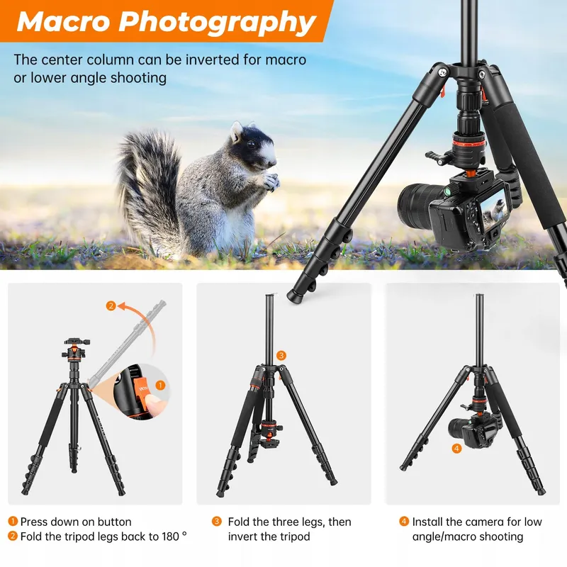 VICTIV Camerastatief 200cm Aluminium Reisstatief DSLR Smartphone — foto 9