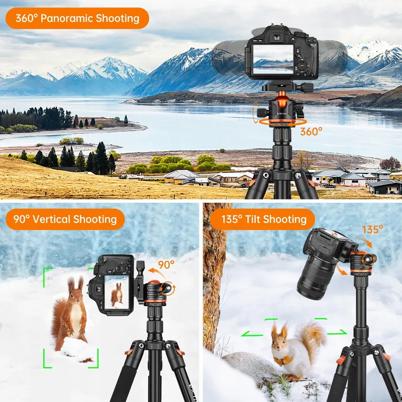 VICTIV Camerastatief 200cm Aluminium Reisstatief DSLR Smartphone — foto 4
