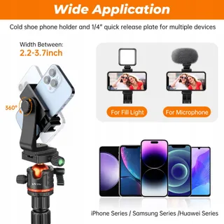 VICTIV Camerastatief 200cm Aluminium Reisstatief DSLR Smartphone — miniatuur 5