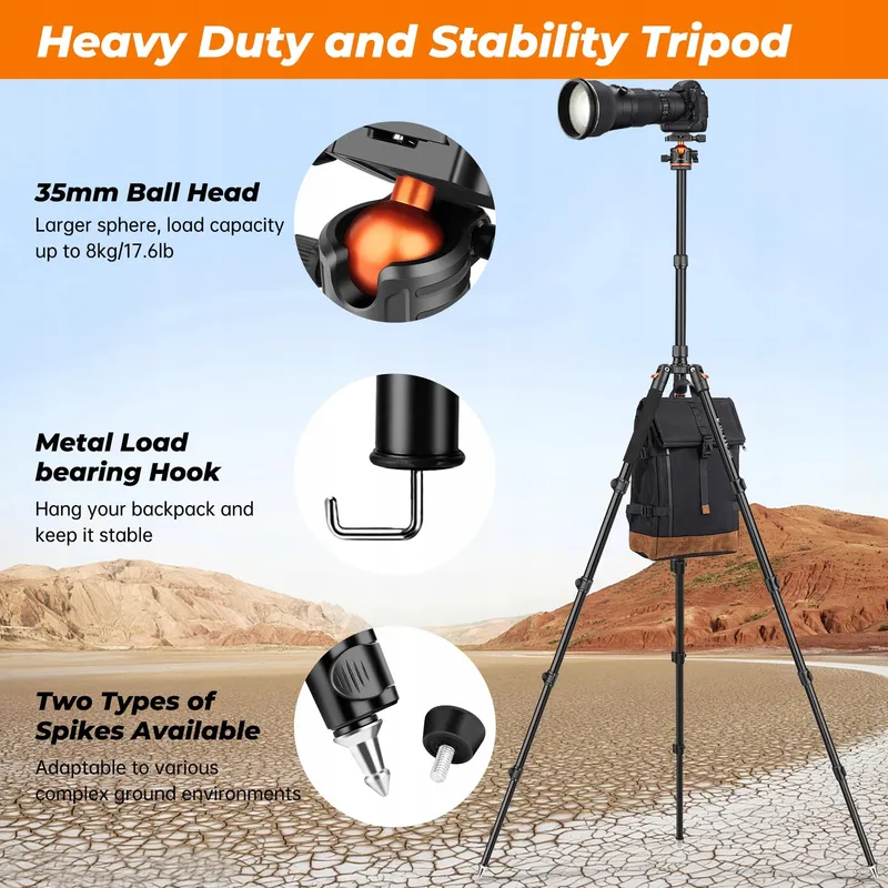 VICTIV Camerastatief 200cm Aluminium Reisstatief DSLR Smartphone — foto 2