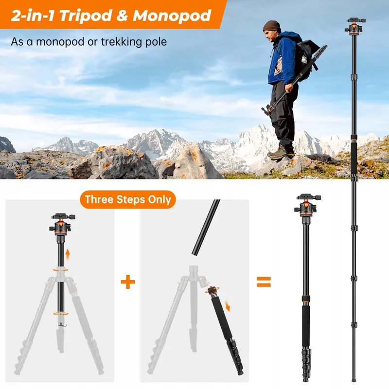 VICTIV Camerastatief 200cm Aluminium Reisstatief DSLR Smartphone — foto 8