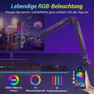 TONOR T20S Gaming Microfoonarm RGB Helderheid App — miniatuur 2
