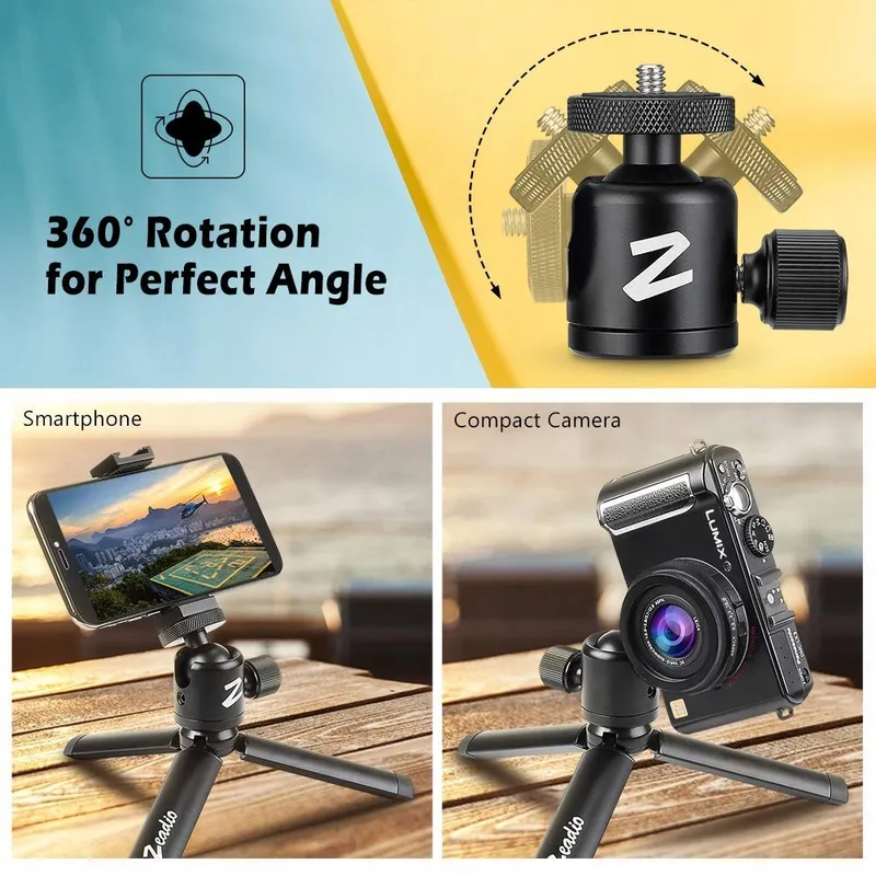 ZEADIO Mini Metalen Statief Kogelkop Gimbal Camera — foto 4