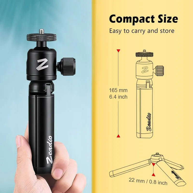 ZEADIO Mini Metalen Statief Kogelkop Gimbal Camera — foto 5