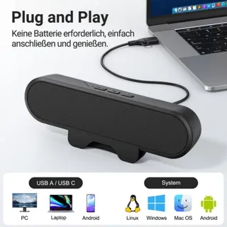 INWA PC Luidsprekers USB Monitor 10W HD Stereo Laptop Telefoon — miniatuur 4