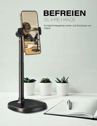 PUJUDODA Telefoonhouder Verstelbaar Aluminium Bureaustandaard — miniatuur 4