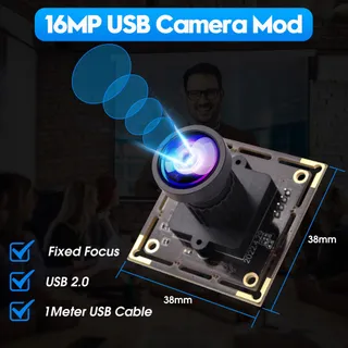 ELP USB Camera 16MP Ultra HD Groothoek 110° Zonder Vervorming — miniatuur 8