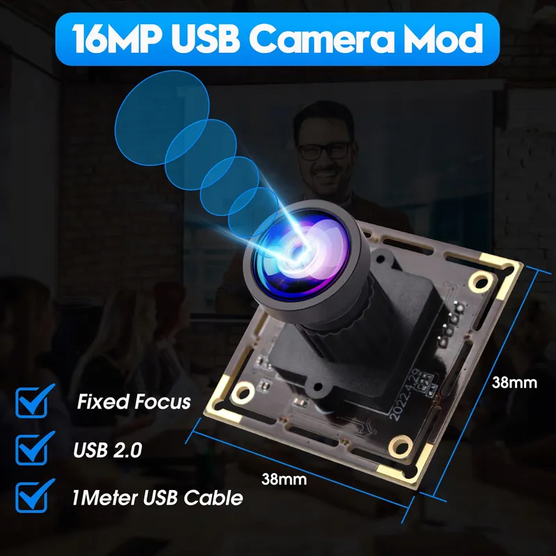 ELP USB Camera 16MP Ultra HD Groothoek 110° Zonder Vervorming — foto 8