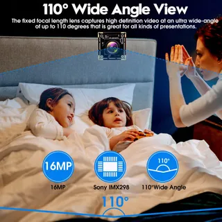 ELP USB Camera 16MP Ultra HD Groothoek 110° Zonder Vervorming — miniatuur 3