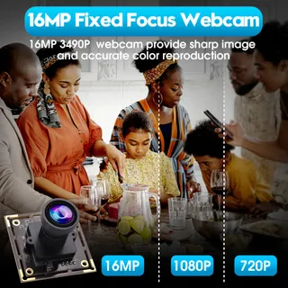 ELP USB Camera 16MP Ultra HD Groothoek 110° Zonder Vervorming — miniatuur 2