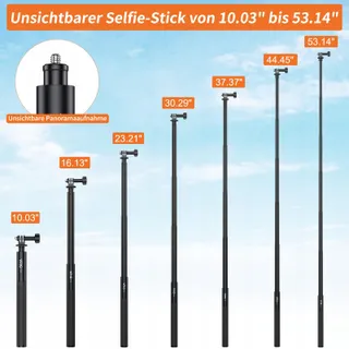 VRIG Selfiestick 131cm voor Insta360 GoPro en Smartphone Zwart — miniatuur 4
