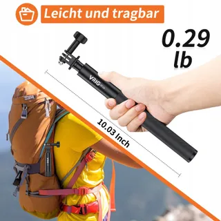 VRIG Selfiestick 131cm voor Insta360 GoPro en Smartphone Zwart — miniatuur 3