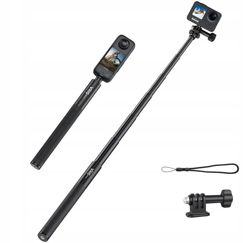 VRIG Selfiestick 131cm voor Insta360 GoPro en Smartphone Zwart — foto 1