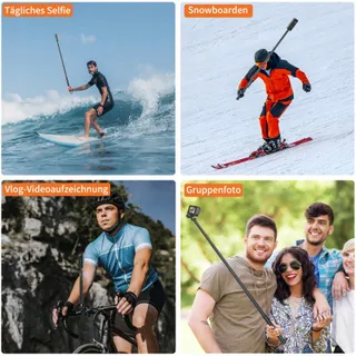 VRIG Selfiestick 131cm voor Insta360 GoPro en Smartphone Zwart — miniatuur 6