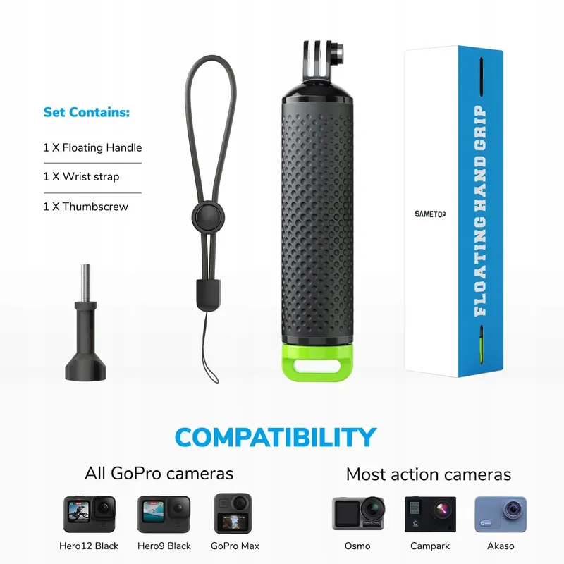 SAMETOP Drijvende Handgreep voor GoPro Hero DJI Osmo Action Groen — foto 4