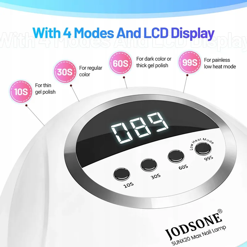 JODSONE 320W UV LED Nagellamp met Sensor 72 LED 4 Timers — foto 3