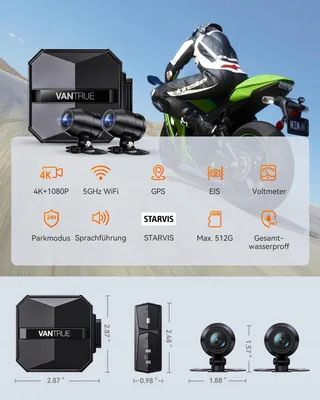 VANTRUE F1 Motordashcam 4K 1080P WiFi GPS Waterdicht Nachtzicht — miniatuur 4