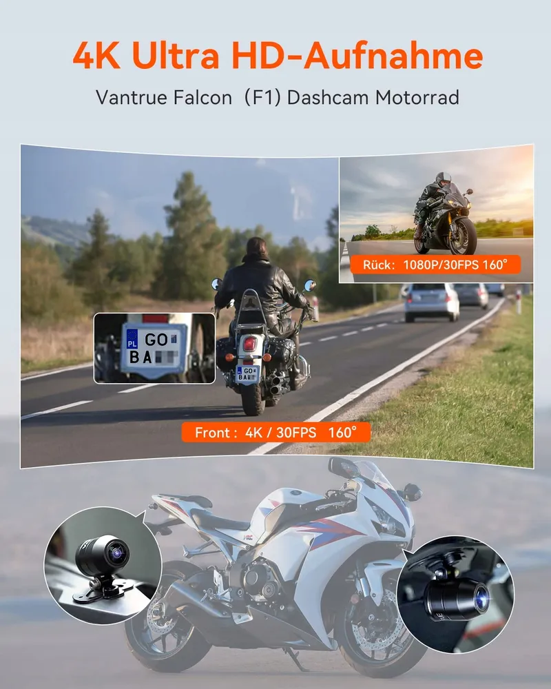 VANTRUE F1 Motordashcam 4K 1080P WiFi GPS Waterdicht Nachtzicht — foto 2
