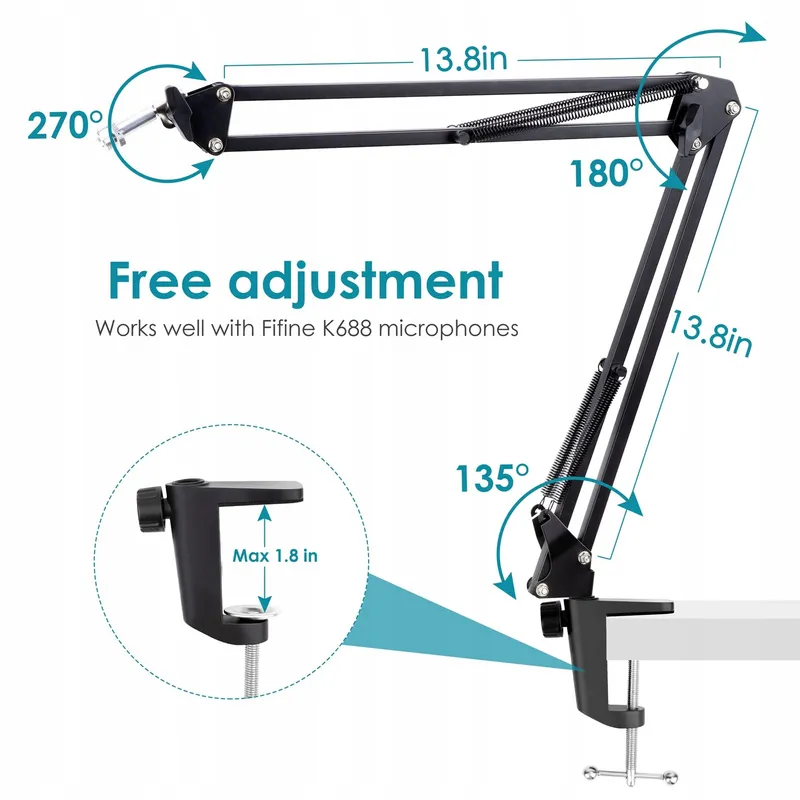 YOUSHARES Mic Boom Arm Compatibel FIFINE K688 XLR USB — foto 3