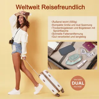NEWBEALER Mini Reisstrijkijzer 220V/120V Compact Geen Stoom Groen — miniatuur 2