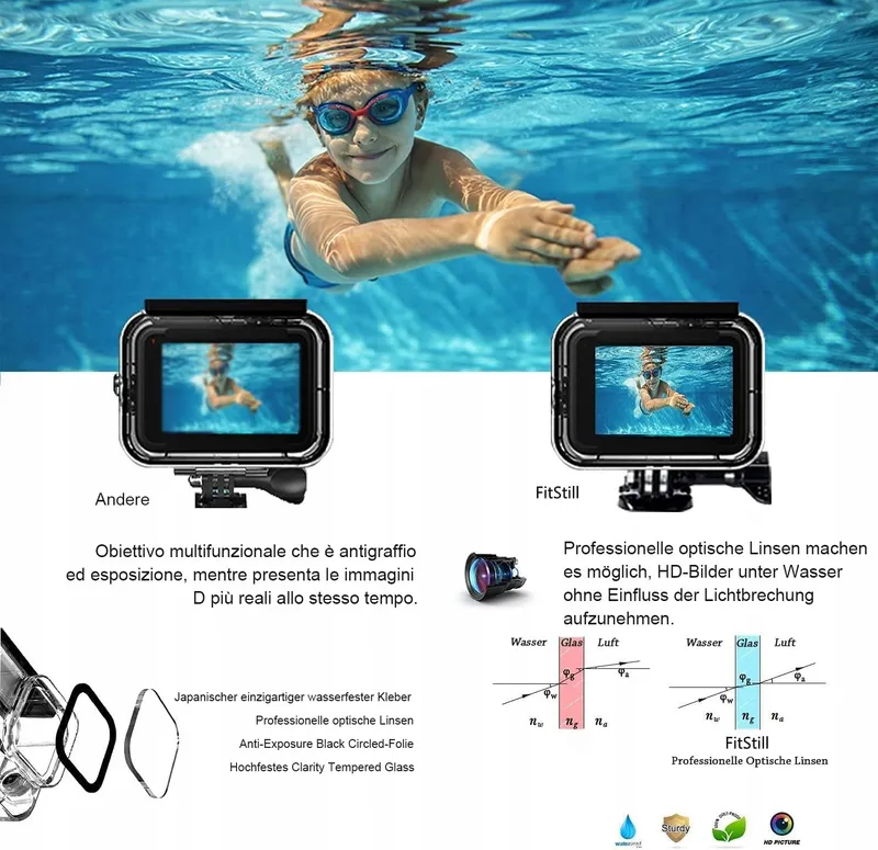 FITSTILL Waterdichte Behuizing GoPro Hero13 12 11 10 9 Duikaccessoires — foto 4