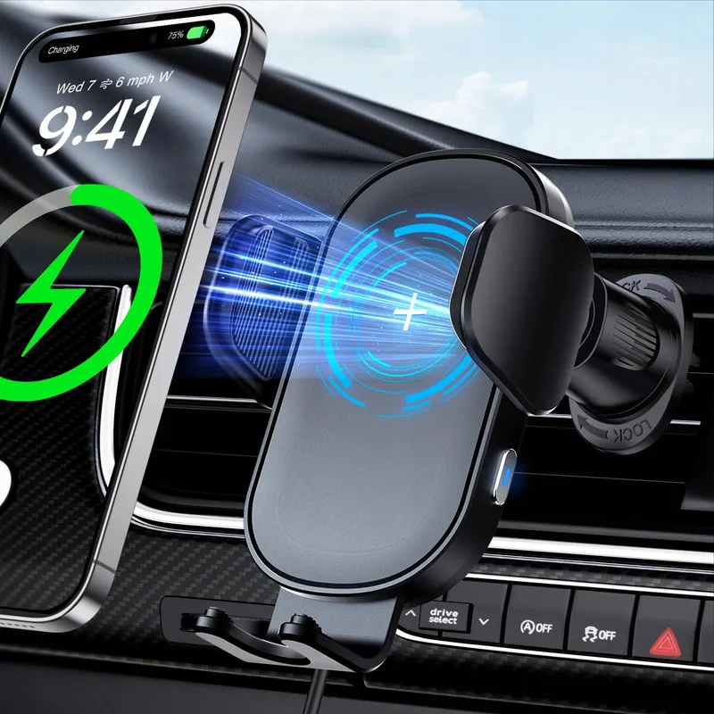 BEEASY Snelle Draadloze Autolader 15W Qi Telefoonhouder — foto 1