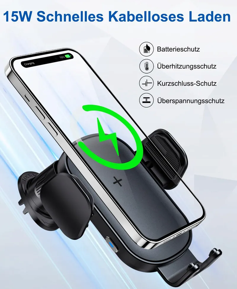 BEEASY Snelle Draadloze Autolader 15W Qi Telefoonhouder — foto 2