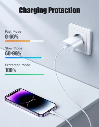 Oplader iPhone 30W met Snellaadkabel Wit — miniatuur 3