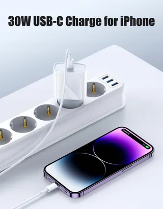 Oplader iPhone 30W met Snellaadkabel Wit — miniatuur 2
