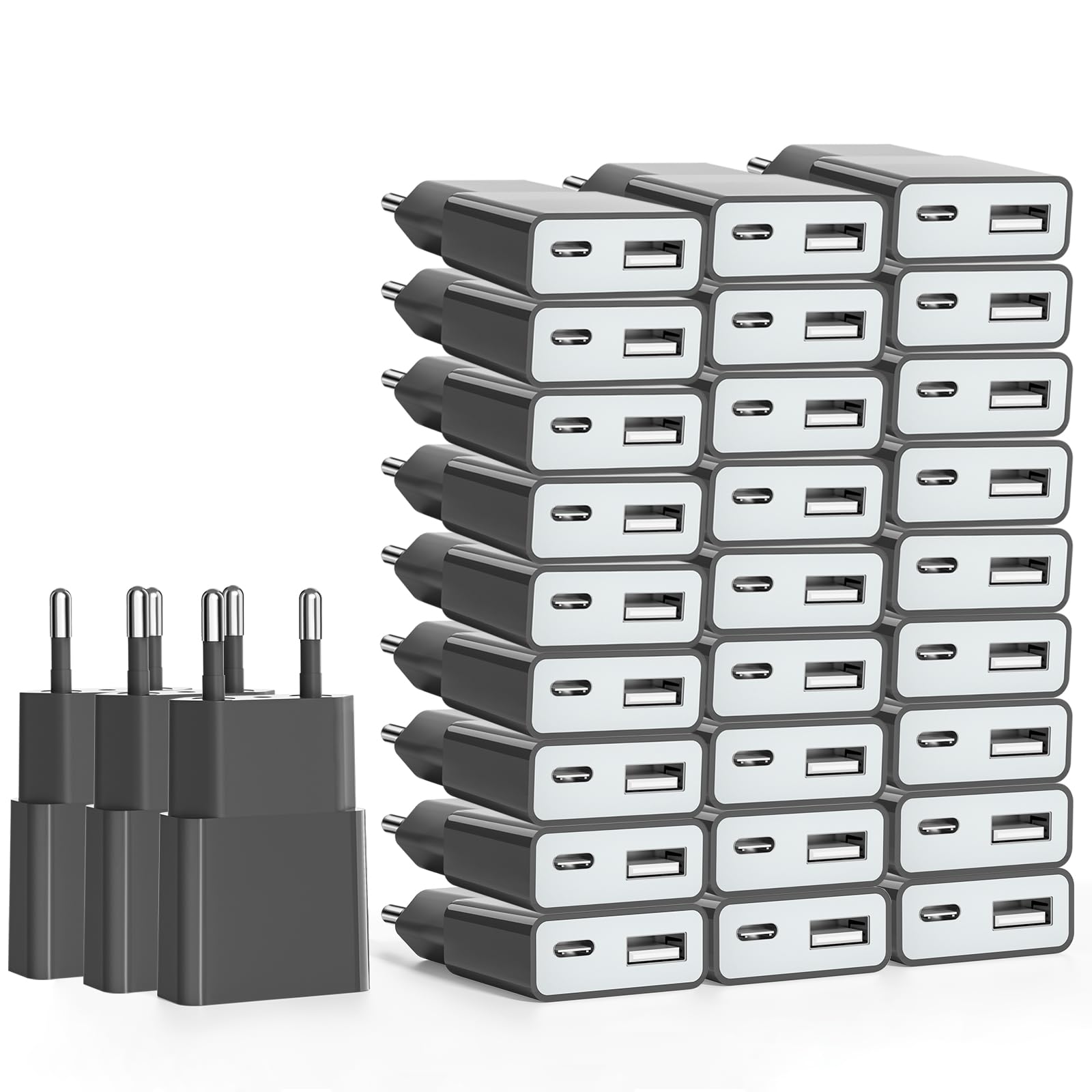 30-Pack USB Oplader 5W Slim Adapter 5V 1A 2-Poort iPhone