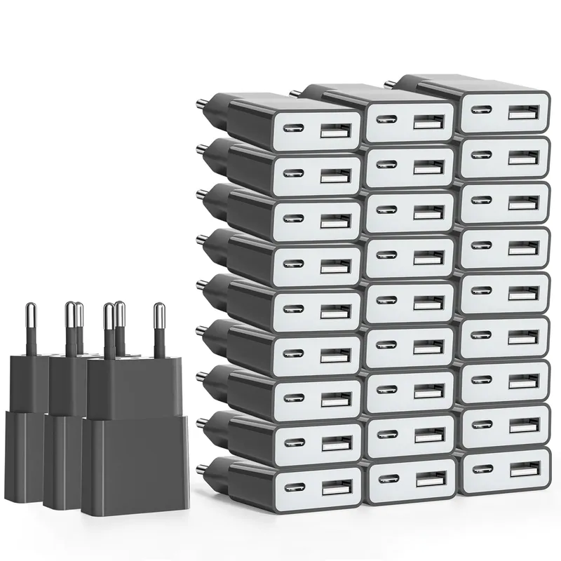30-Pack USB Oplader 5W Slim Adapter 5V 1A 2-Poort iPhone — foto 1