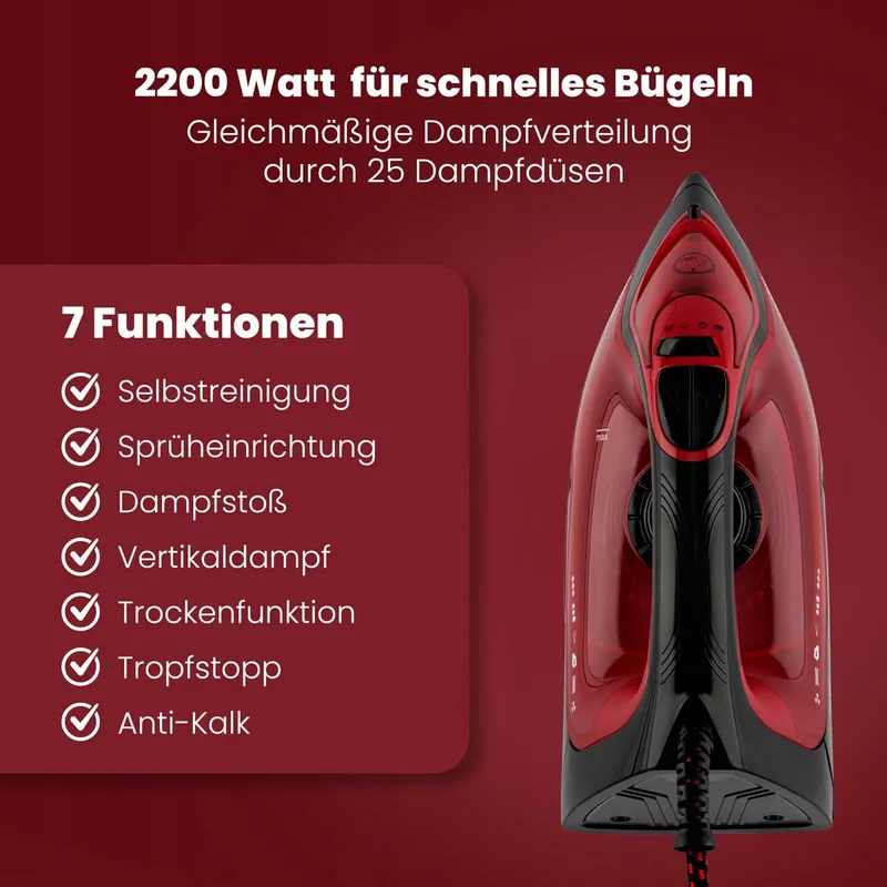 CLATRONIC Stoomstrijkijzer 2200W Keramische Zool 250ml Anti-kalk — foto 3