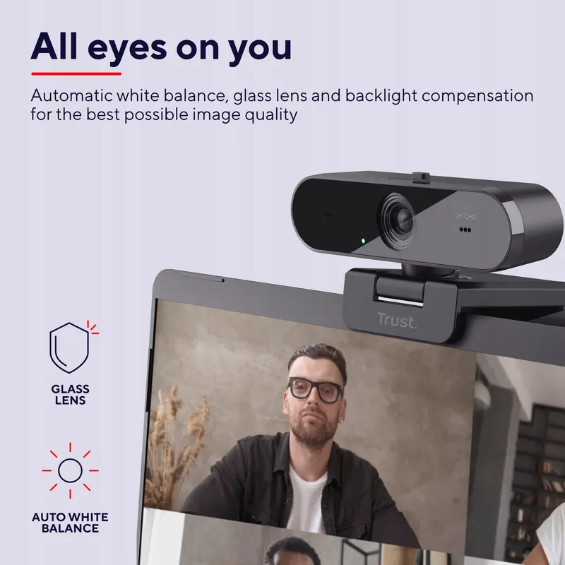 TRUST Taxon Webcam 2K QHD 2560x1440p USB PC Autofocus Groothoek — foto 3