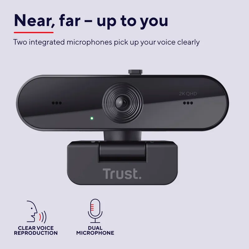 TRUST Taxon Webcam 2K QHD 2560x1440p USB PC Autofocus Groothoek — foto 6