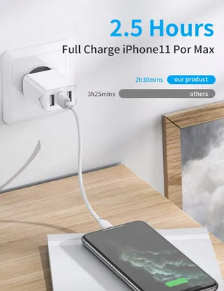 SCHITEC USB Oplader 3 Poorten 15W 3A Adapter Voor iPhone Android — miniatuur 3