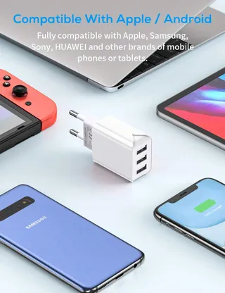 SCHITEC USB Oplader 3 Poorten 15W 3A Adapter Voor iPhone Android — miniatuur 7