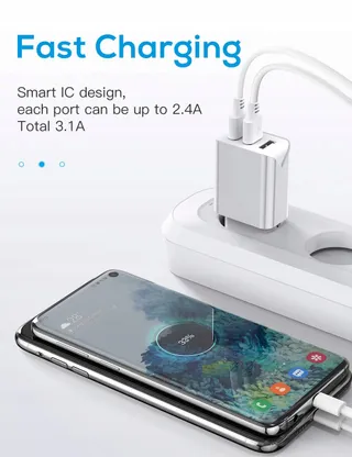 SCHITEC USB Oplader 3 Poorten 15W 3A Adapter Voor iPhone Android — miniatuur 2