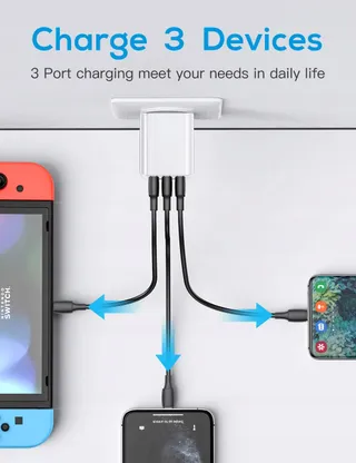 SCHITEC USB Oplader 3 Poorten 15W 3A Adapter Voor iPhone Android — miniatuur 5