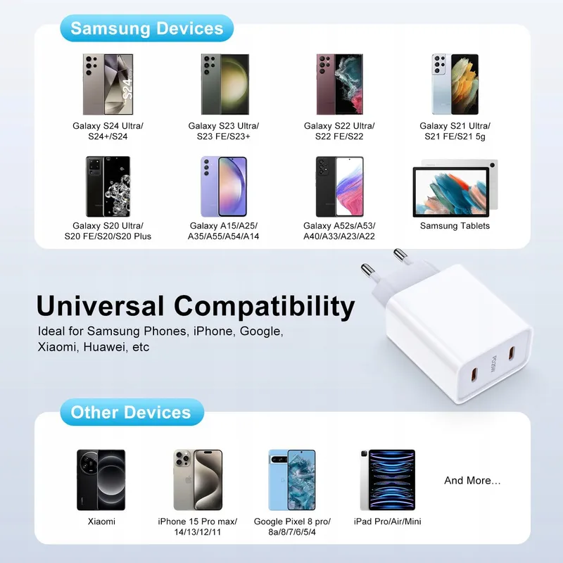 HitTid Snellader USB C 25W Galaxy S25 S24 S23 S22 S21 S20 — foto 7