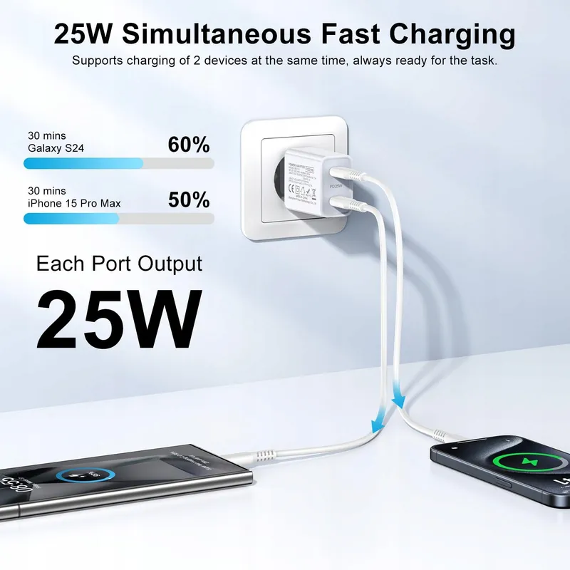 HitTid Snellader USB C 25W Galaxy S25 S24 S23 S22 S21 S20 — foto 3