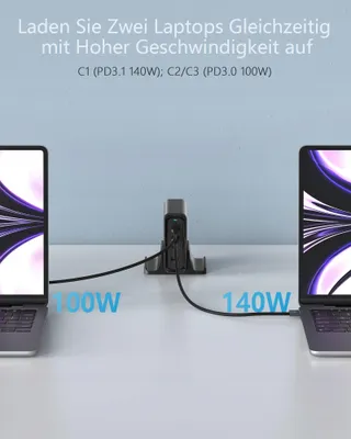 OUFUYU USB C Oplader 240W PD3.1 4-Poorts MacBook iPhone — miniatuur 4