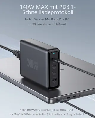 OUFUYU USB C Oplader 240W PD3.1 4-Poorts MacBook iPhone — miniatuur 5