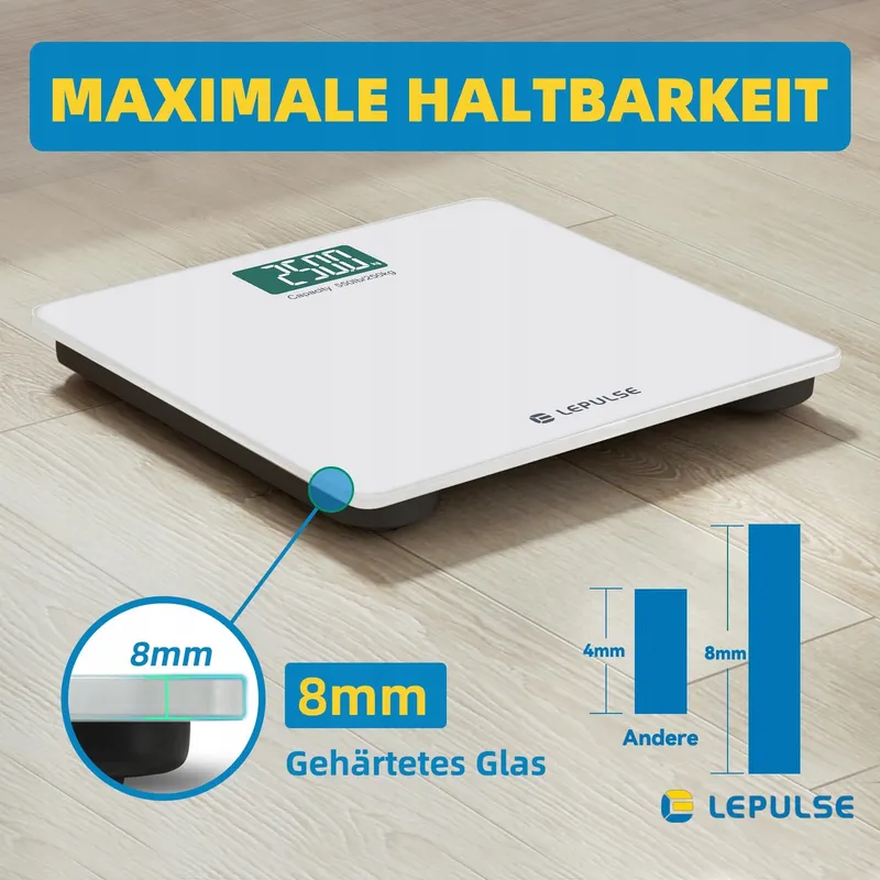 LEPULSE S5 Digitale Weegschaal 250kg Bluetooth BMI App Breed Platform — foto 1