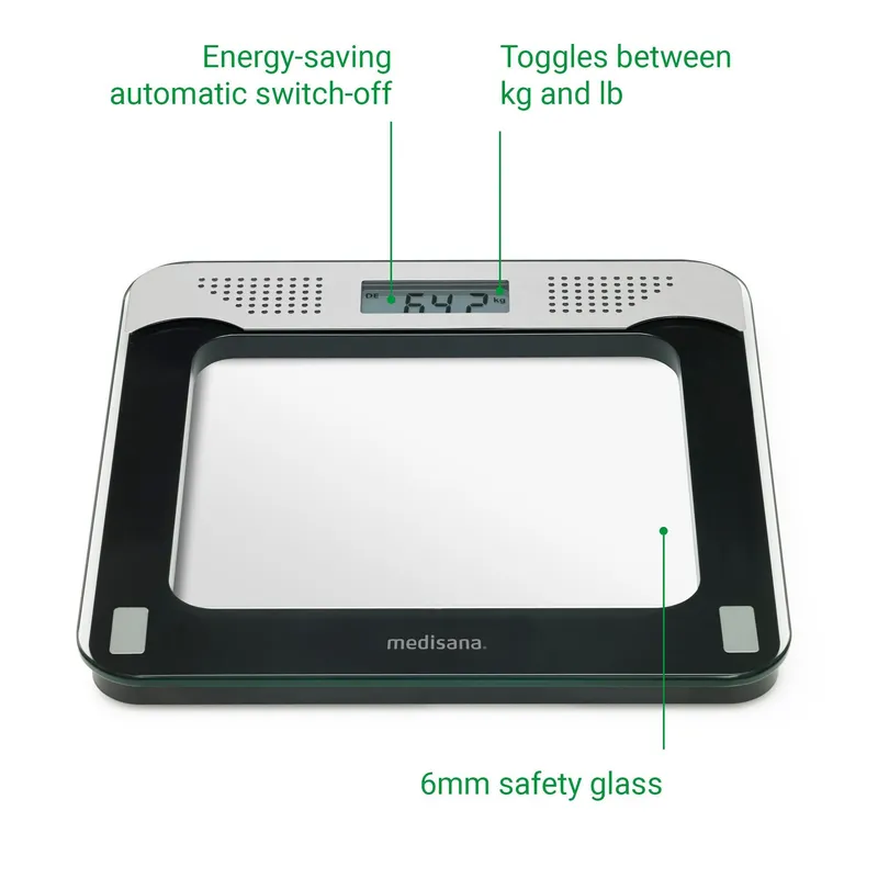 MEDISANA Digitale Sprekende Weegschaal Glas 180kg 4 Talen Zwart — foto 5