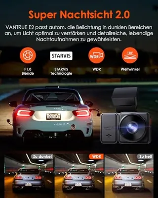 VANTRUE E2 Dashcam 2.7K Voor Achter WiFi GPS 512GB 320° — miniatuur 3