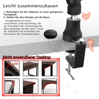 Boom Arm Microfoonstandaard 360° Draaibaar Tafelhouder — miniatuur 6
